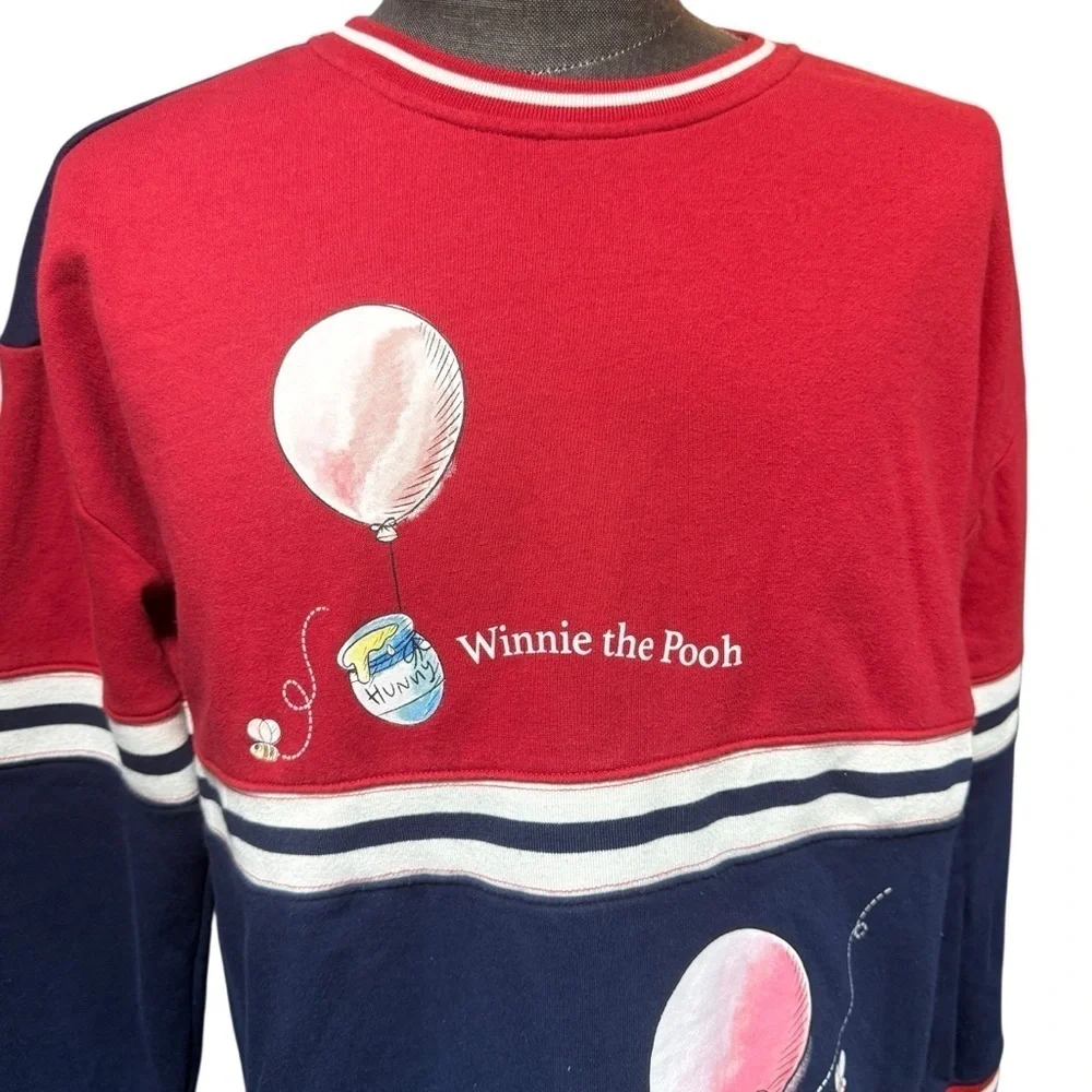 Disney 100 Winnie the Pooh Balloon Crewneck Sweatshirt Size S BoxLunch Blue Red - Picture 3 of 9
